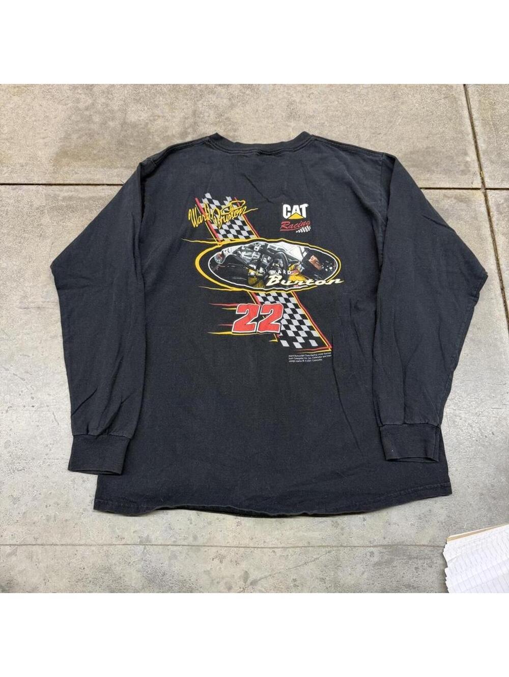 vintage cat racing faded black nascar racing shirt size xl
